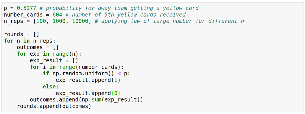 Code for running simulations to obtain the p-value empirically